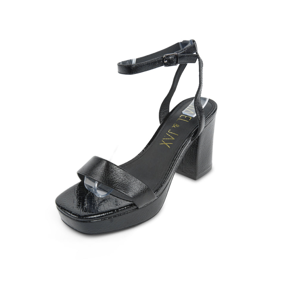NYDJ Women's Larlie Nappa Leather Block Heel Sandals - Flared Heel, Square Toe, Memory Foam Insole
