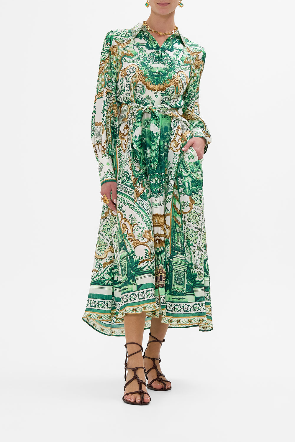 Waist Tie Shirt Dress - Corridor Of Calm