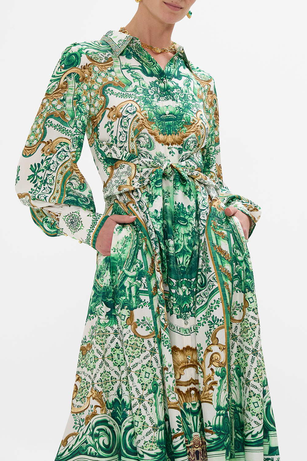 Waist Tie Shirt Dress - Corridor Of Calm - Image 4