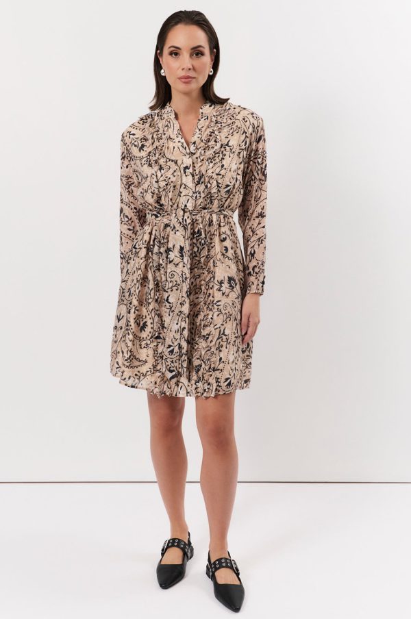 Odetta Long Sleeve Print Frill Dress - Image 2