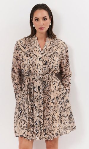 Odetta Long Sleeve Print Frill Dress