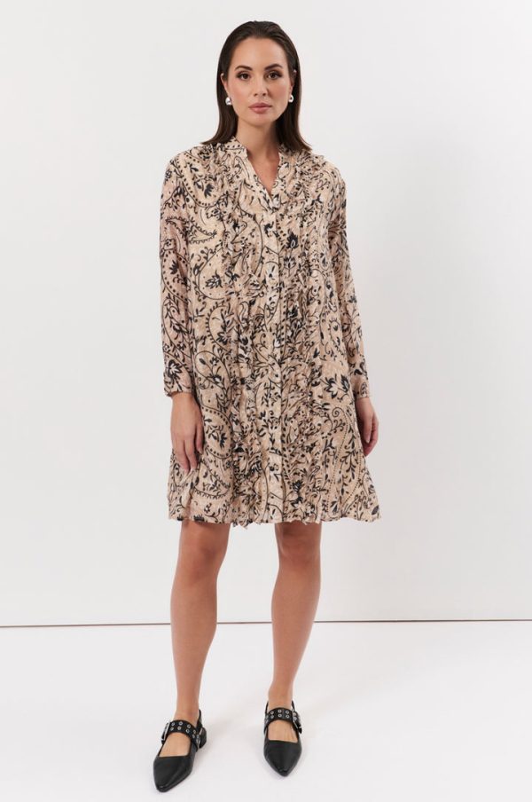Odetta Long Sleeve Print Frill Dress - Image 3