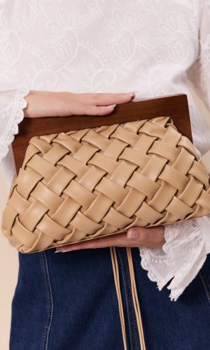 Vivienne Weave Timber Frame Clutch