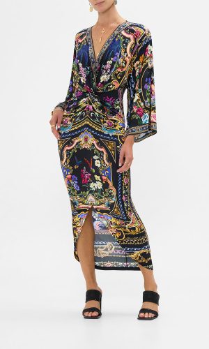 Long Split Front Twist Dress - Basked In Baroque