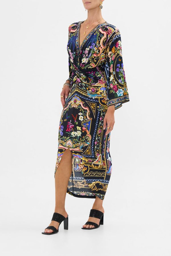 Long Split Front Twist Dress - Basked In Baroque - Image 2