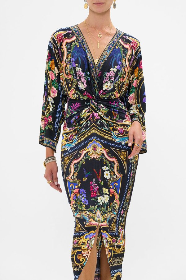 Long Split Front Twist Dress - Basked In Baroque - Image 4