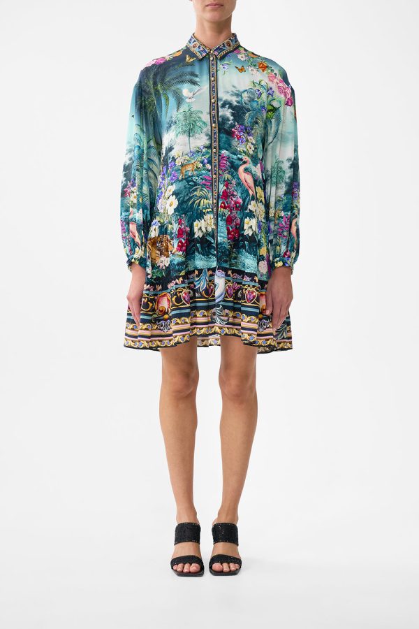 Long Sleeve Tiered Short Dress -Basked In Baroque