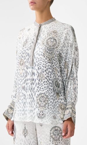 Relaxed Placket Detail Shirt - Marble Heaven