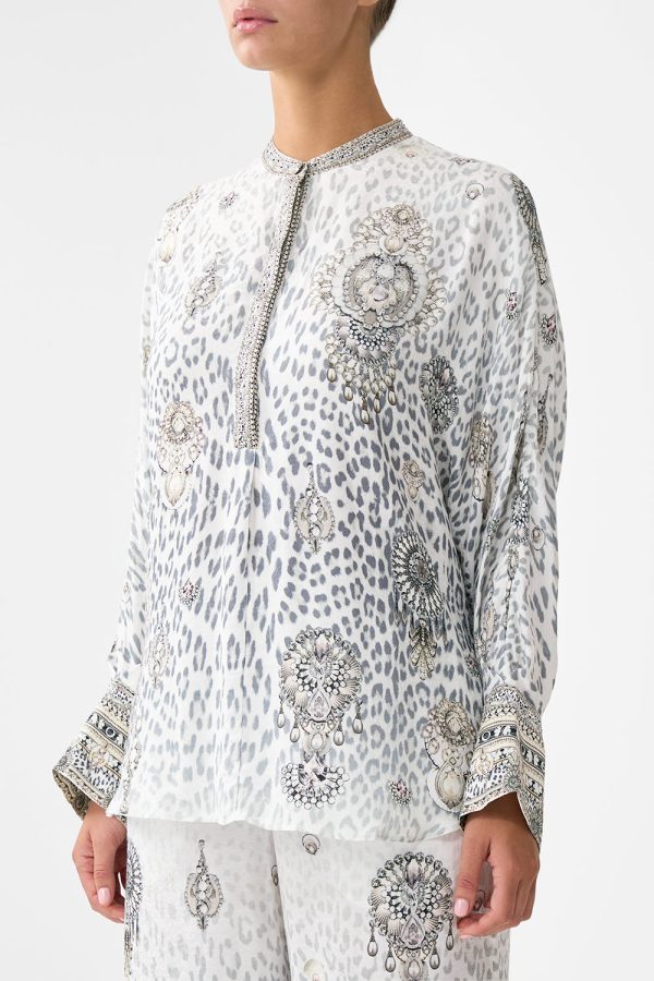 Relaxed Placket Detail Shirt - Marble Heaven