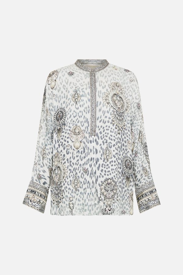 Relaxed Placket Detail Shirt - Marble Heaven - Image 2