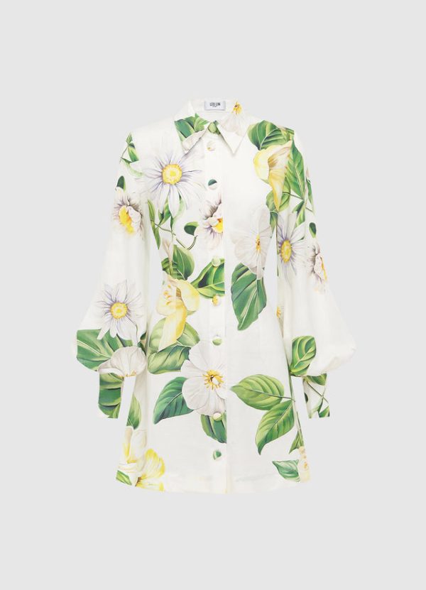 Luminous Linen Mini Dress - Snow - Image 6