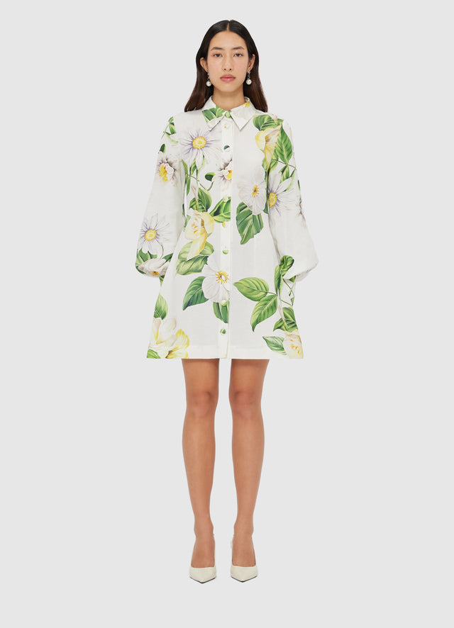 Luminous Linen Mini Dress - Snow