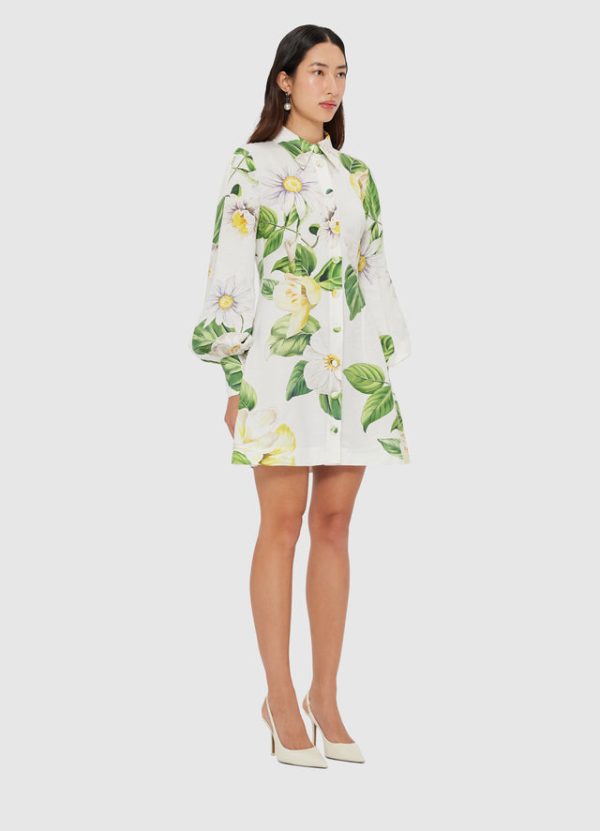 Luminous Linen Mini Dress - Snow - Image 2