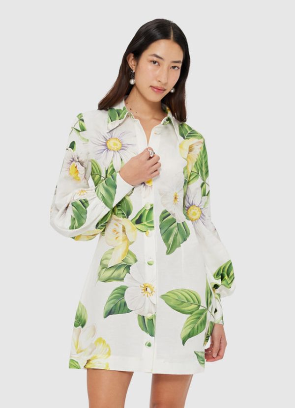 Luminous Linen Mini Dress - Snow - Image 4
