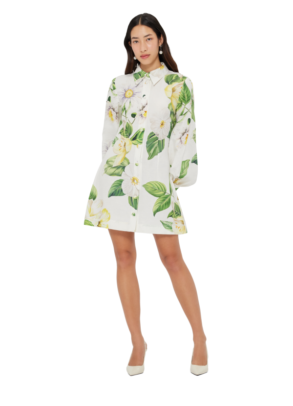 Luminous Linen Mini Dress - Snow - Image 5