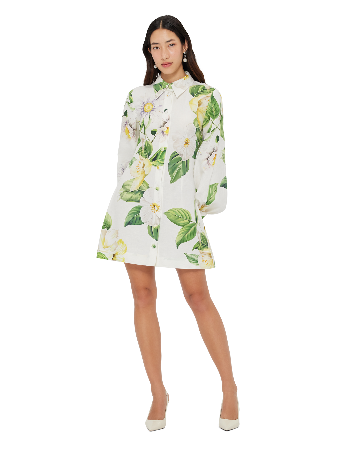 Luminous Linen Mini Dress - Snow - Image 5