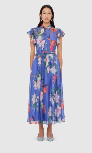Grace Flutter Sleeve Midi Dress - Moonlight