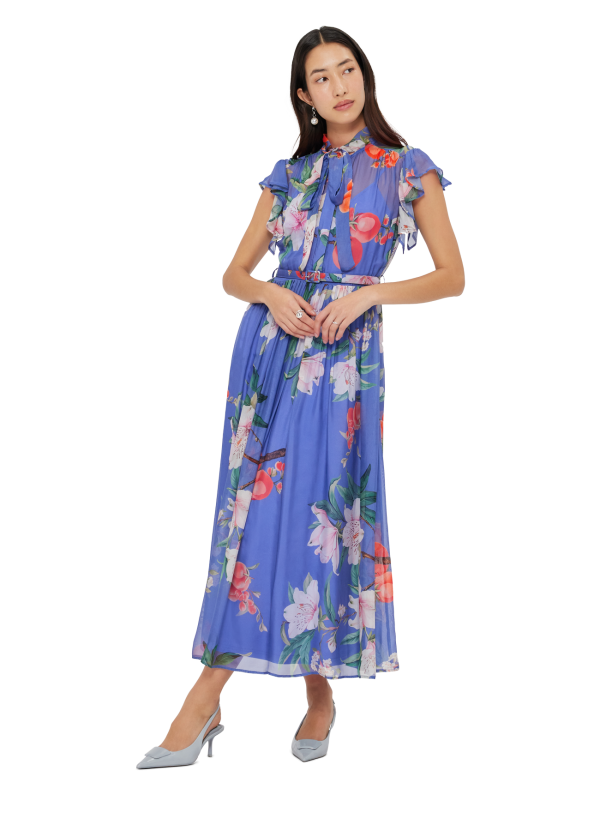 Grace Flutter Sleeve Midi Dress - Moonlight - Image 4