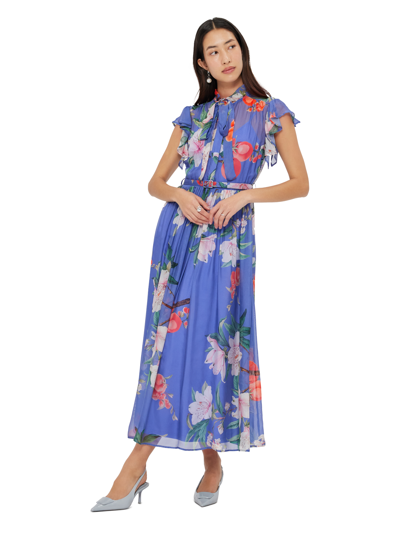 Grace Flutter Sleeve Midi Dress - Moonlight - Image 4